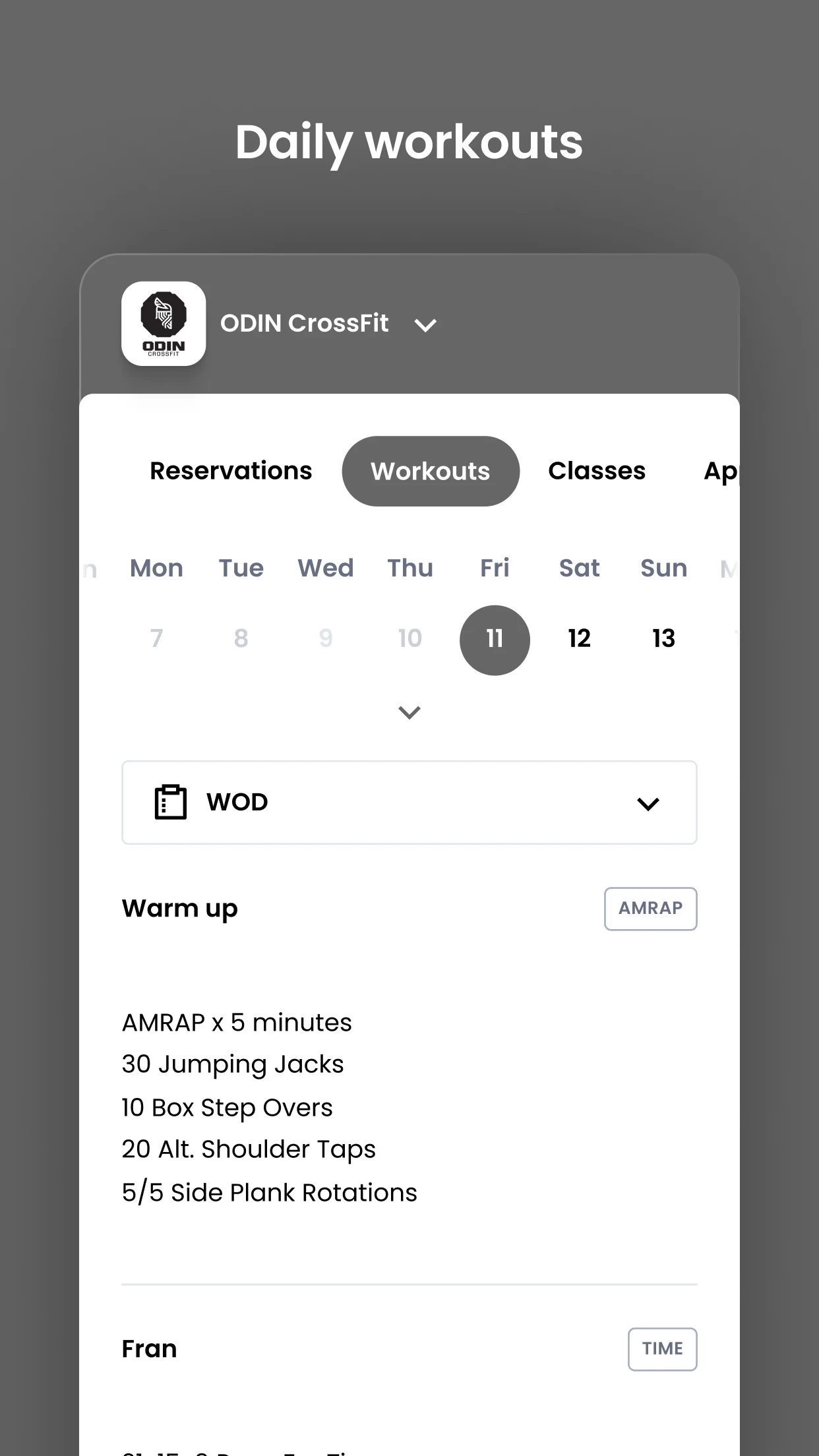 ODIN CrossFit screenshot